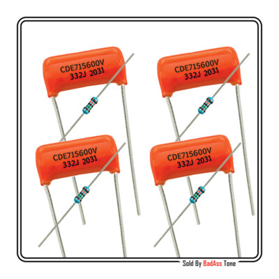 Treble Bleed .0033uf 600V Orange Drop - 150K Metal Resistor 1/4 Watt - Qty: (4)
