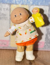 Vintage 1984 Cabbage Patch Kids Doll Figure With Baby, Carrots Orange Shorts