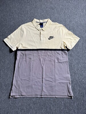 Nike Polo Shirt Men Size L Color Grey Pastel Yellow Short Sleeve
