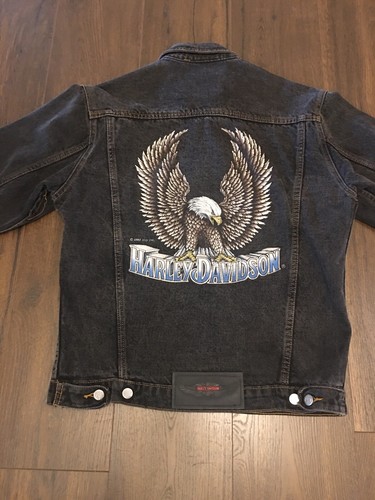 harley davidson black jean jacket