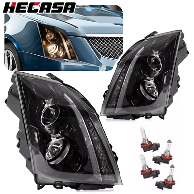 #ad HECASA Pair Halogen Headlight For Cadillac CTS 2008 2015 Left and Right W Bulbs $124.30