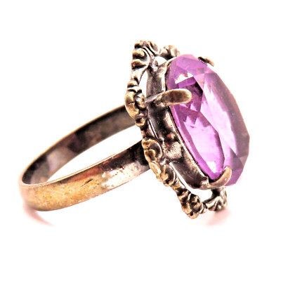 TRAUM Art Deco Damen Ring 830 Silber Amethyst antique silver Lila edel RG57 *F