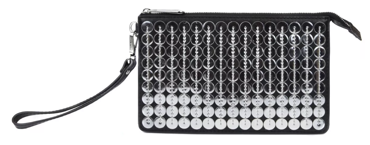 Michael Kors Women s Black Silver Daniela Medium Sequin Wristlet Wallet Ret 14