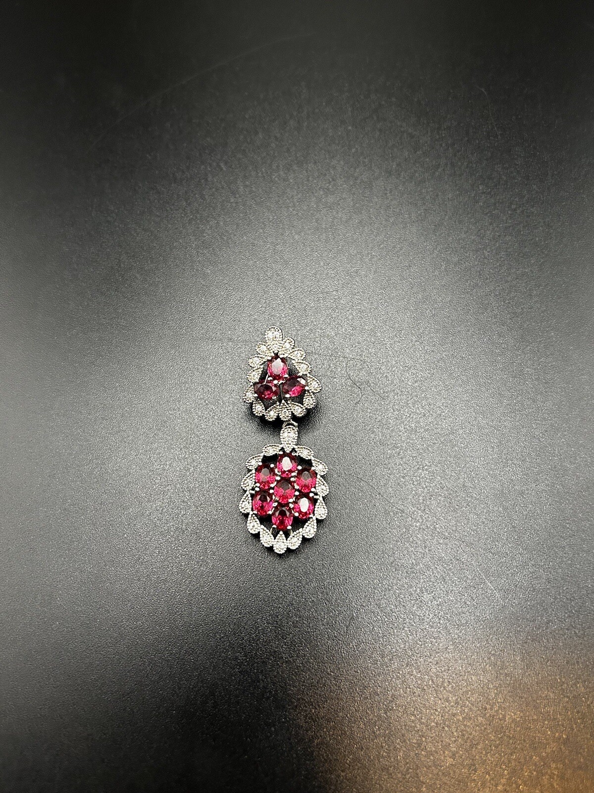 Sterling Silver .925 Synthetic Ruby Rhinestone Pe… - image 11