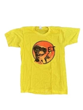 Vintage 1982  ET Movie Tee Shirt Small Yellow Screen Stars Graphic Bright Thin
