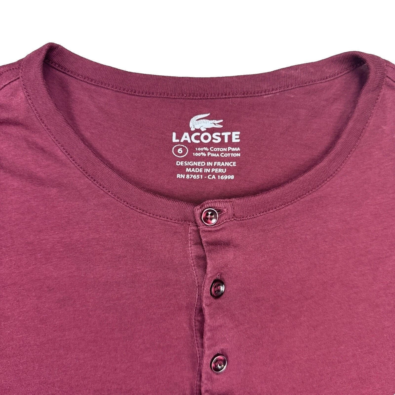 Lacoste Henley Long Sleeve Casual Button-Down Shirts for Men