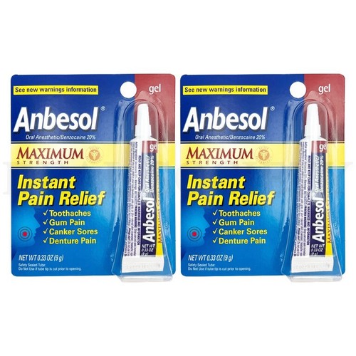 Anbesol Gel Maximum Strength Oral Toothache Pain Relief 0.33 oz. Lot of 2 850024432031 eBay