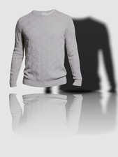 Suéter cuello redondo tejido canasta cachemir gris para hombre Neiman Marcus $450 talla M