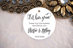 Vintage Kraft//White//Ivory 2 Personalised Wedding LOVE IS BREWING Favour Tags