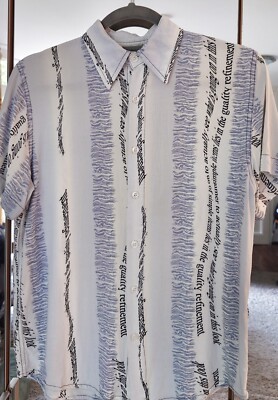 Vision One Slim Fit Hemd kurzarm 100% Baumwolle Größe S Weiß-Blau