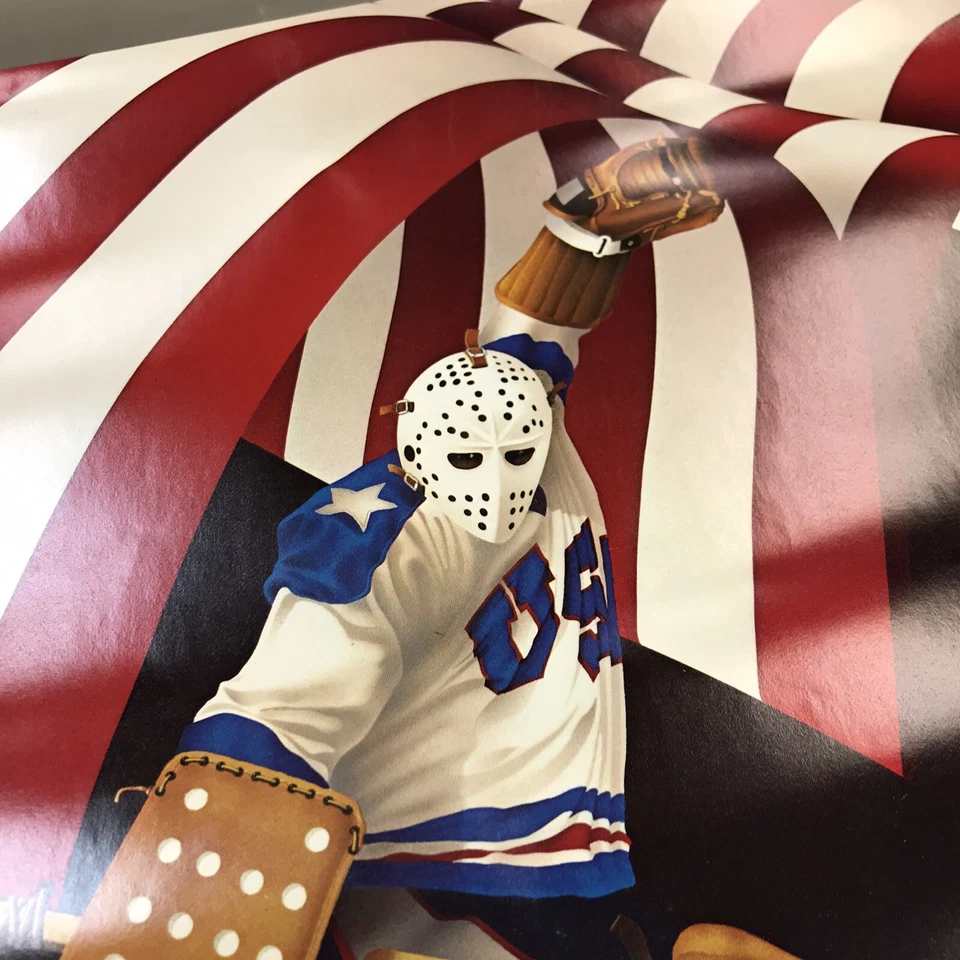  1984 Olympic Hockey Poster 36 1/4 x 22 Distressed Condition Levis Sponsored - Image 4 of 4