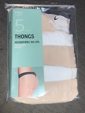 M S Briefs Thong Style 5 Pairs No VPL Microfibre Supersoft 18 Nude Mix BNWT