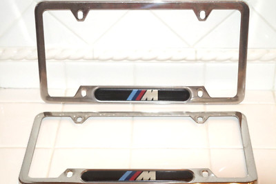 PAIR OF AMG CHROME METAL LICENSE PLATE FRAME W/ M LOGO