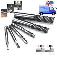 6 Set End Mill 4 Flute Milling Cutter HSS Straight Shank Drill Bit 1/8"-1/2'' US