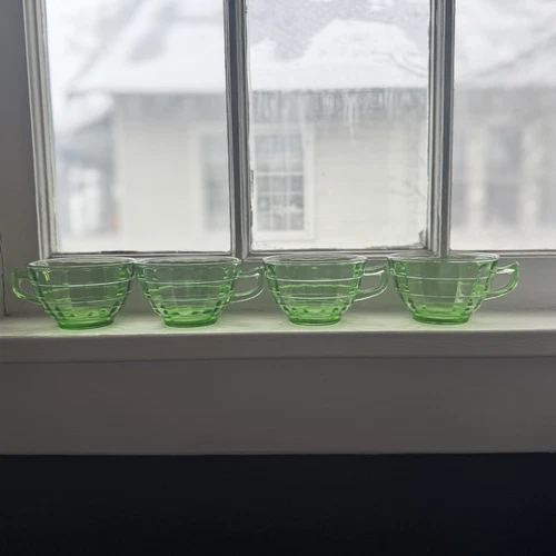 Anchor Hocking Block Optic Tea Cups Set Of 4 *glows*