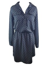LAUREN Ralph Lauren 4 Black & White Polka Dot  Shirt Dress Classic Silky