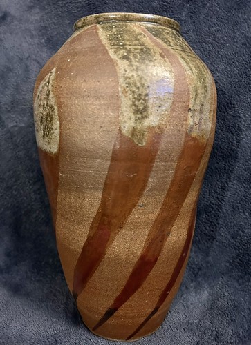 Old Japanese Stoneware Pottery Tea Leaf Jar Ash Glaze 12” C-1930s - Picture 8 of 17