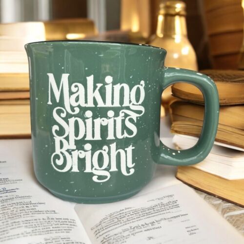 Making Spirits Bright Green White Mugs Cups Earth Enterprise 14 Oz Pre Owned