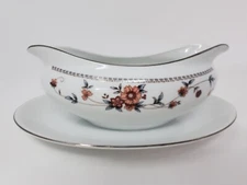Sheffield China Anniversary Gravy Boat with Attached Underplate