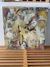 2009 Abstract Acrylic Painting Signed & Dated In Canvas