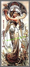 Póster impreso vintage Champagne Theophile 1864 estilo Mucha dama Art Nouveau