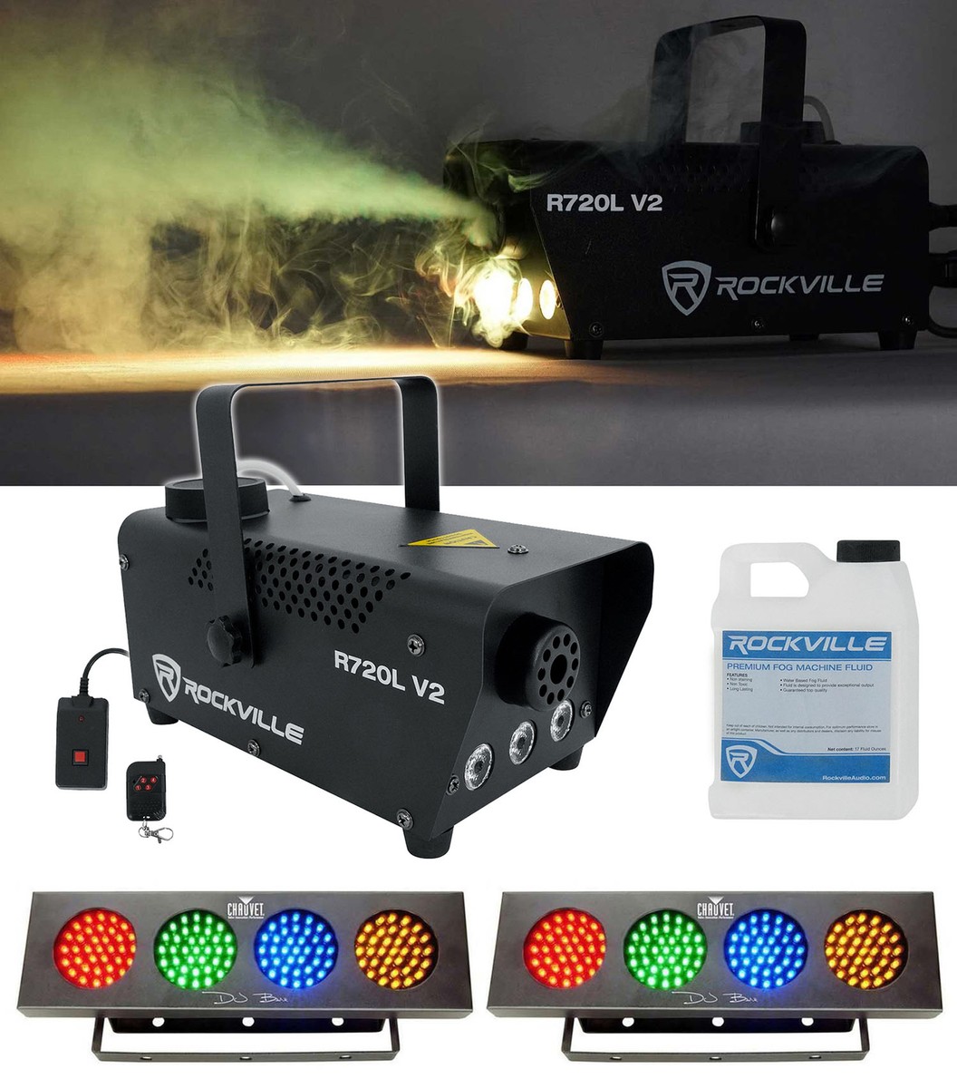 2) Chauvet DJ Bank RGBA LED Light +FREE Rockville R720L LED Fog 