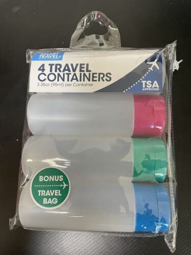 Set Of 4 Travel Containers Smart Travel TSA Approved Color Coated - Picture 1 of 4