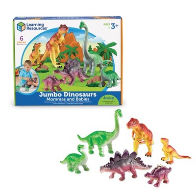 Large Dinosaur Toy Set 6 Realistic Figures Momma Baby T Rex Stegosaurus Brach...