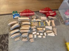 HUGE LOT Of 105 Used Brio Wooden Railway Train Tracks  Bridges EUC