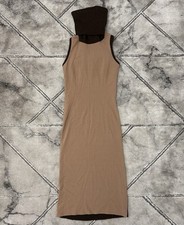 Vintage D&G Dolce & Gabbana Tan Brown Wool Blend Turtle Neck Dress - 26/40 (8UK)