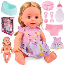 Malplay Interaktive Babypuppe mit langen Haaren spricht weint trinkt Zubehör