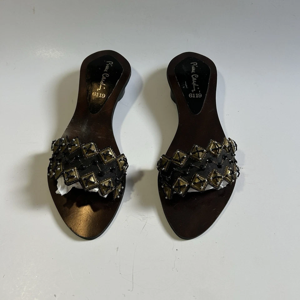 Sandalias sin cordones Pier Cardin 6119 negras con estrás tachonadas de gelatina talla 6 Foto 3 de 4