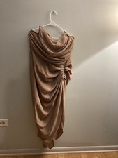 Prettylittlething Plus Taupe Corset Bándeau Draped MIDI Dress .Size 14