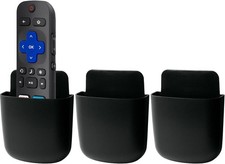 3 Pcs Remote Control Holder Wall Mount Self Adhesive Case Black