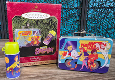 Vintage Hallmark 1999 Scooby Doo Lunch Box & Thermos Ornament Set Scooby & Gang