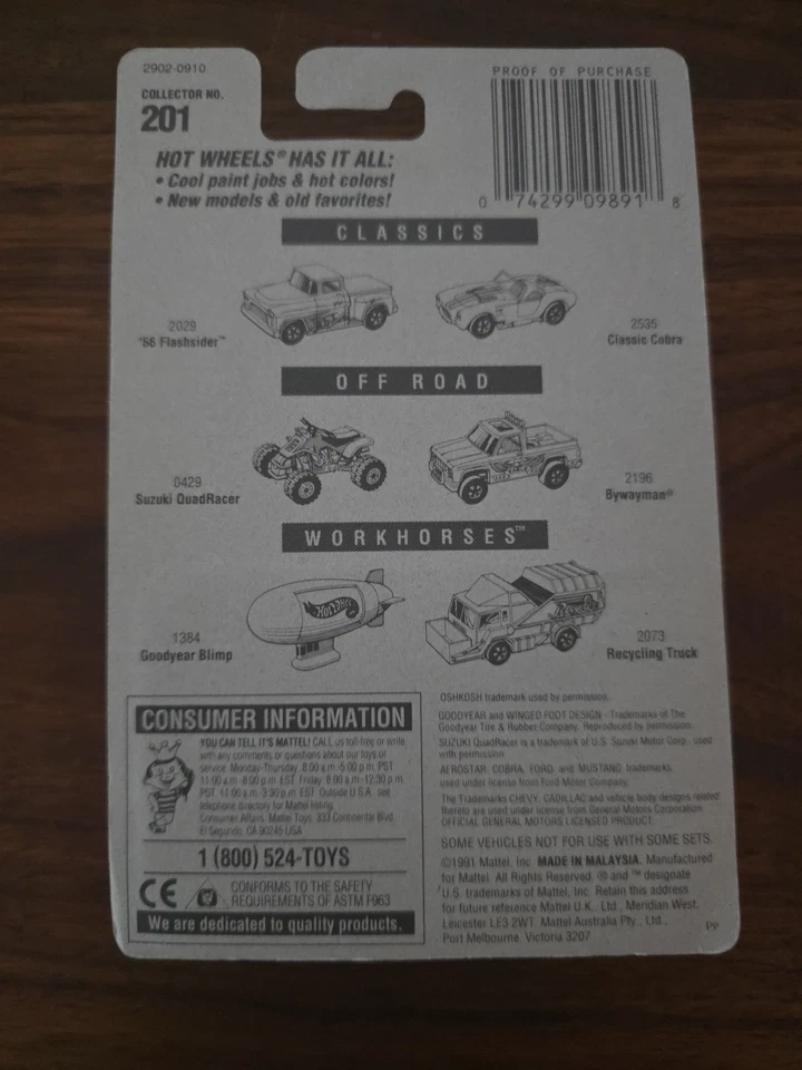 1991 Hot Wheels Mattel Oshkosh Snowplow Fresno Feed Co collector No 201 2902 - Image 2 of 2