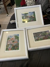 Florida Artist Eileen Seitz Lot 3 Prints Framed Summer Beach House Tropical 90’s