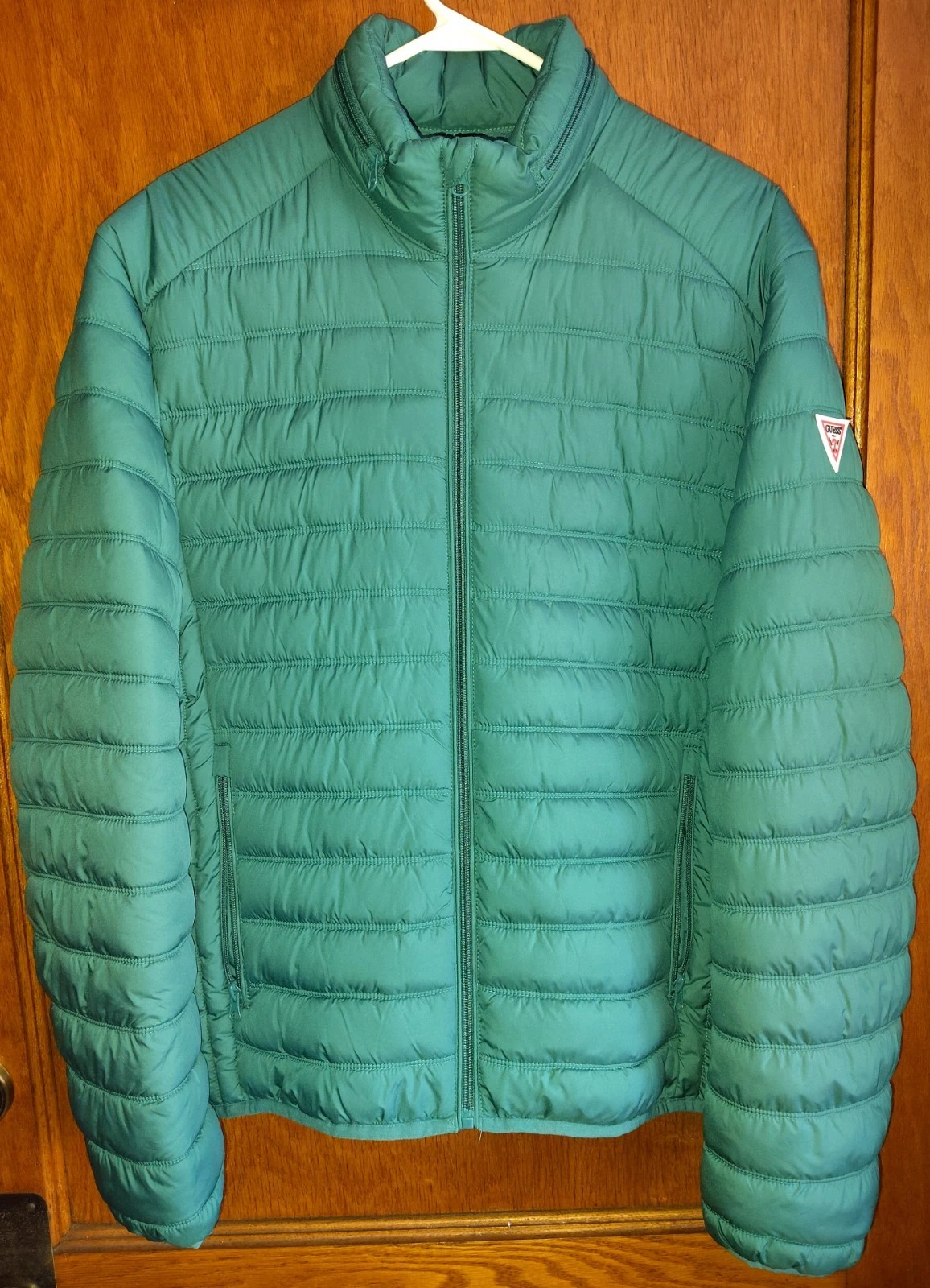Guess Mens Jacket Coat M Puffer Quilted Insulated Hood Packable Dark Jade