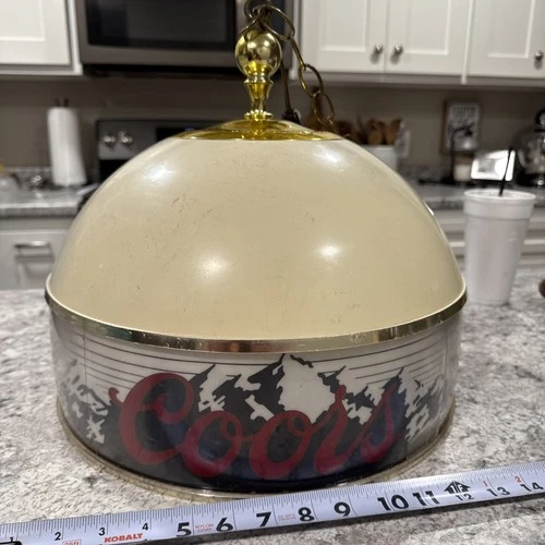 Adolf Coors Light Beer Hanging Lamp Lighted Sign Pool Bar Swag Chain Vtg 1980