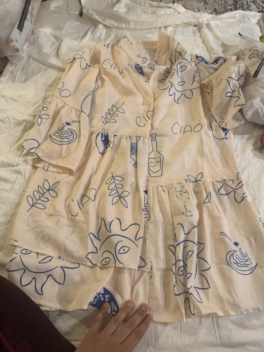 oversized sun print short dress Women Summer Casual Floral Print Short Flutter Sleeve Mini Dress Casual  Sundress V Neck Sun Dresses Orange Color XL