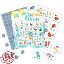 Foosproea Pool Party Bingo Cards 24 Players Summer Game Favors