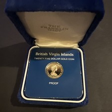 1982 British Virgin Islands $25 Gold Proof Coin W/Velvet Box