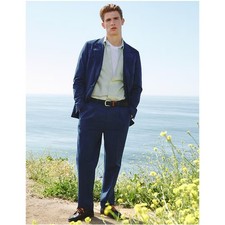 J.Crew Ludlow Blazer 42L Navy Blue Cotton Linen Somelos Sport Coat Jacket Preppy