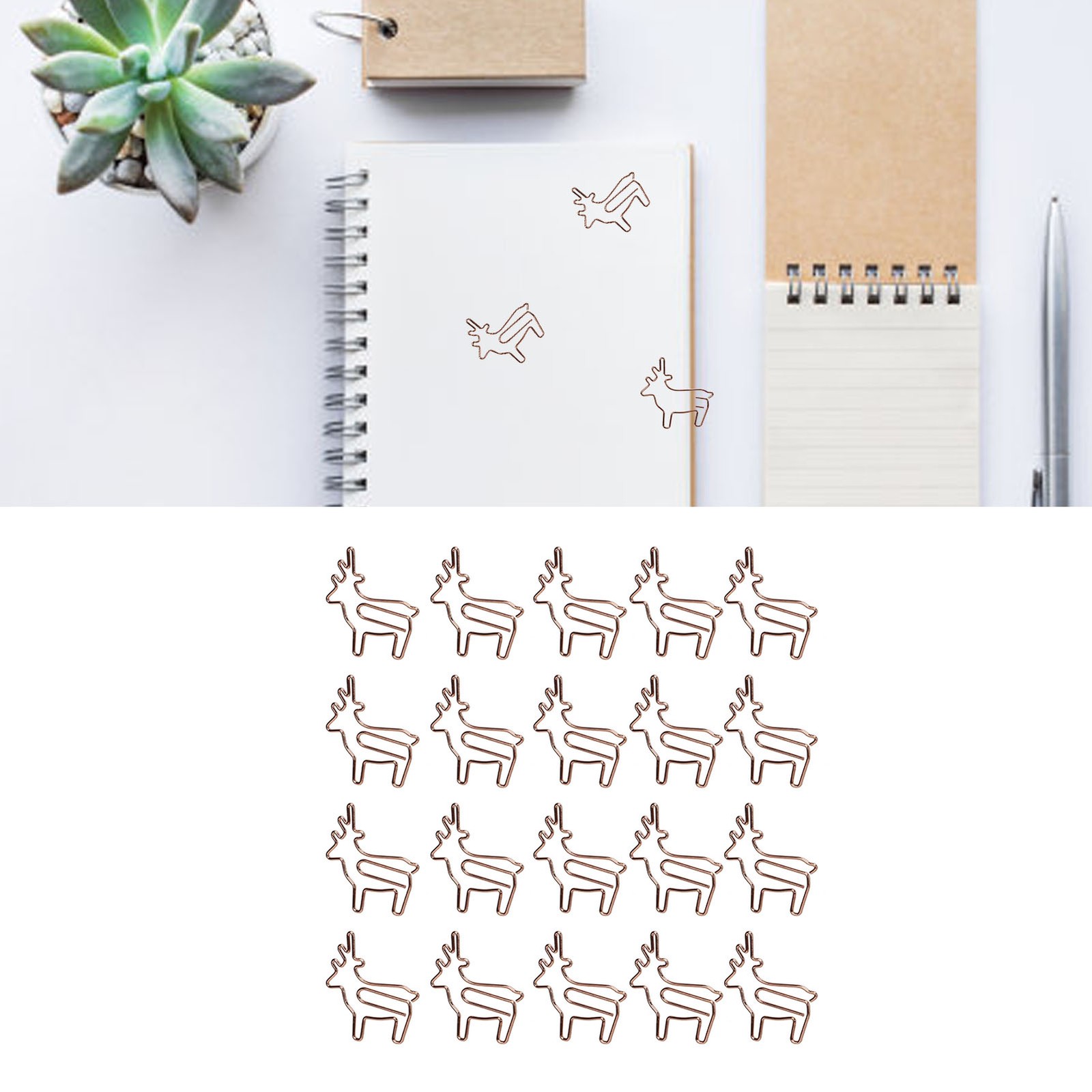 20Pcs Fawn Paper Clips Rustproof Electroplating Process Fadeless Durable Sturdy
