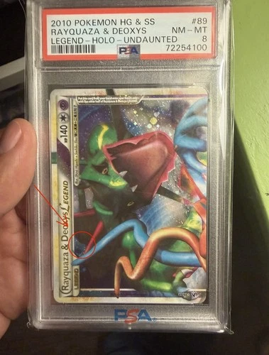 PSA 8 Rayquaza & Deoxys Legend 89/90 Top Half W/ Swirl HGSS Undaunted Pokemon