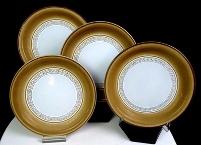 Denby Langley Pottery Seville Brown Pattern 4pc 7'' Bread Butter & Plates 1975-87