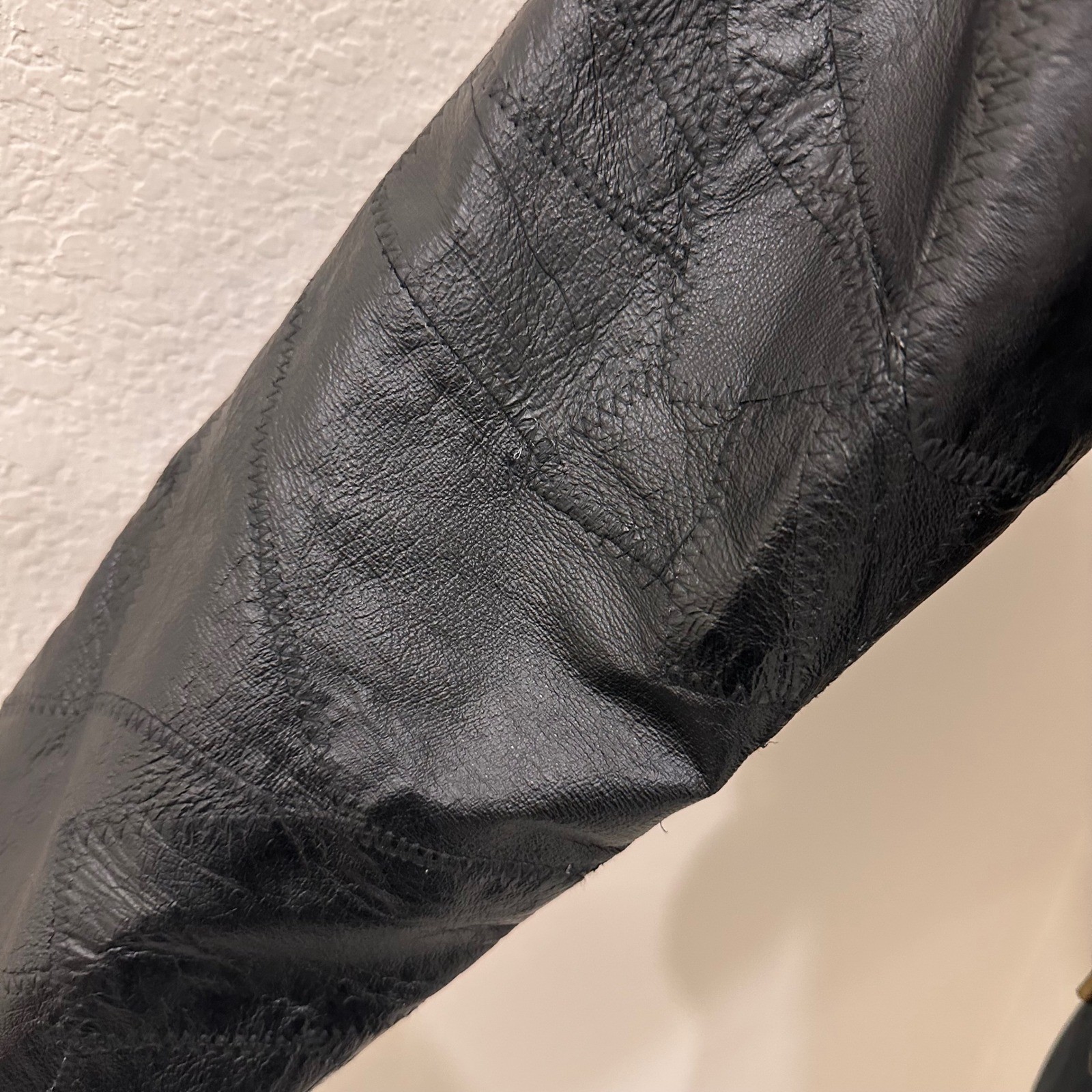 Vintage M Collection Black Patchwork Leather Jack… - image 10