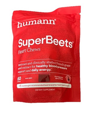 HumanN - SUPER BEETS Heart Chews, 60 Count, New & Sealed! EXP: 04/2027+