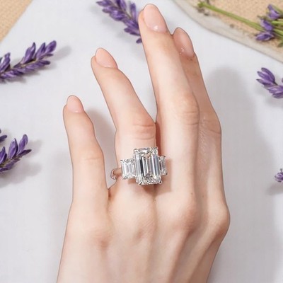 Vorschlag Diamant Ring 950 Platin Smaragd Lab Grown 14 Kt CVD E-F VVS IGI