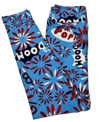 LuLaRoe Leggings OS One Size Patriotic FIREWORKS July BOOM POP America USA Soft